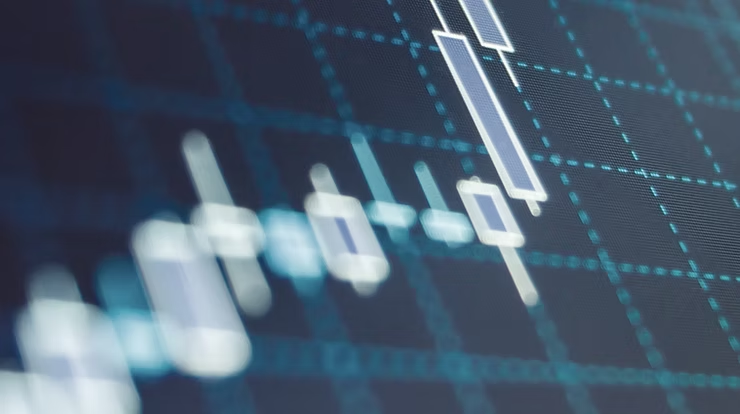 Financial market chart with candlestick indicators